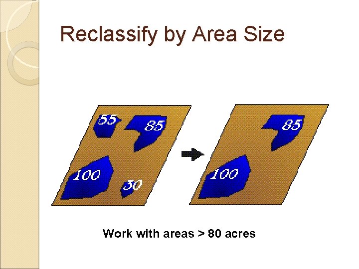 Reclassify by Area Size Work with areas > 80 acres 