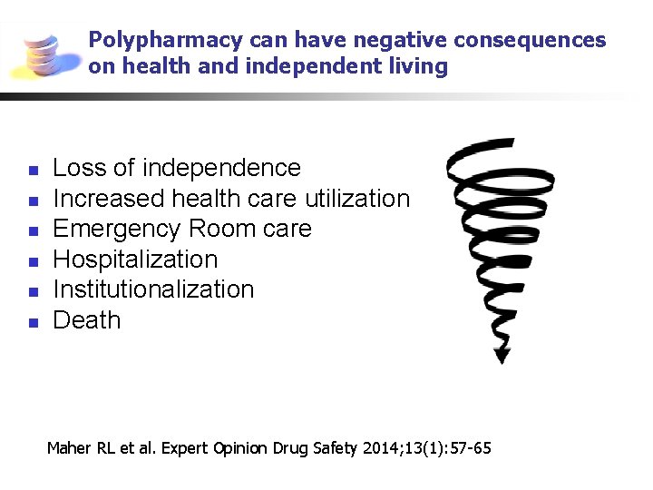 Polypharmacy can have negative consequences on health and independent living n n n Loss