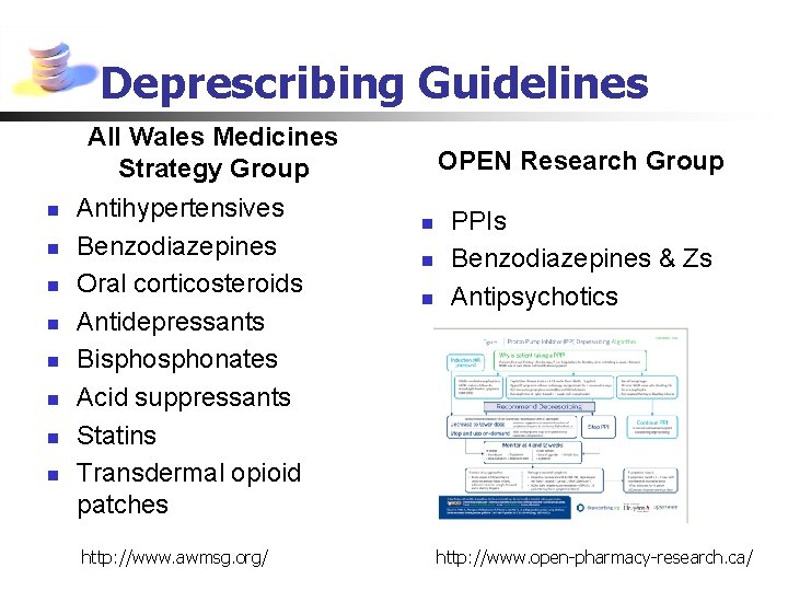 Deprescribing Guidelines All Wales Medicines Strategy Group n n n n Antihypertensives Benzodiazepines Oral