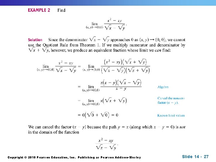 Copyright © 2010 Pearson Education, Inc. Publishing as Pearson Addison-Wesley Slide 14 - 27