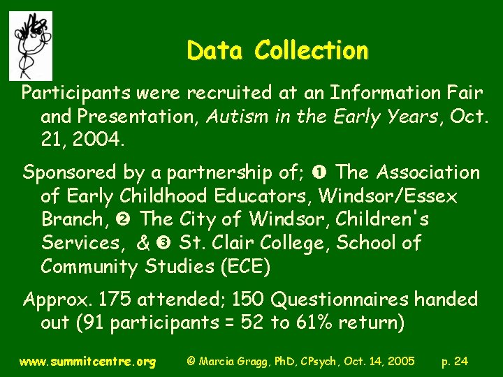 Data Collection Participants were recruited at an Information Fair and Presentation, Autism in the