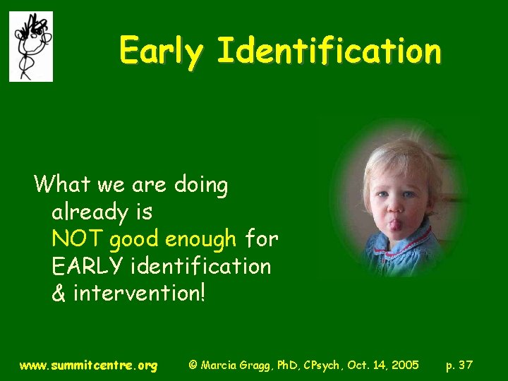 Early Identification What we are doing already is NOT good enough for EARLY identification