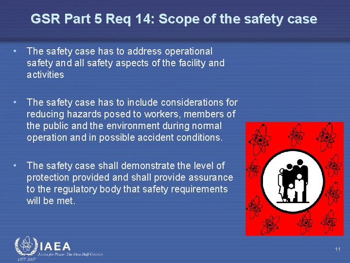 GSR Part 5 Req 14: Scope of the safety case • The safety case