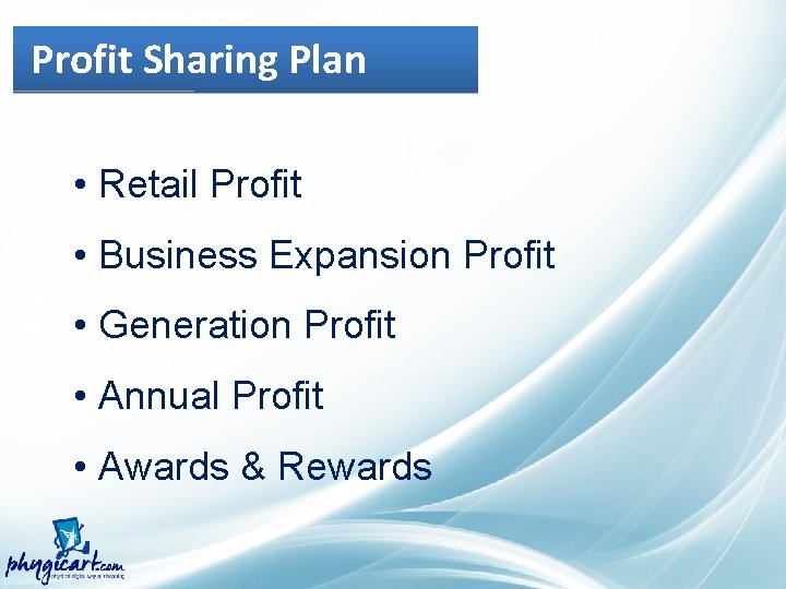 Profit Sharing Plan • Retail Profit • Business Expansion Profit • Generation Profit •
