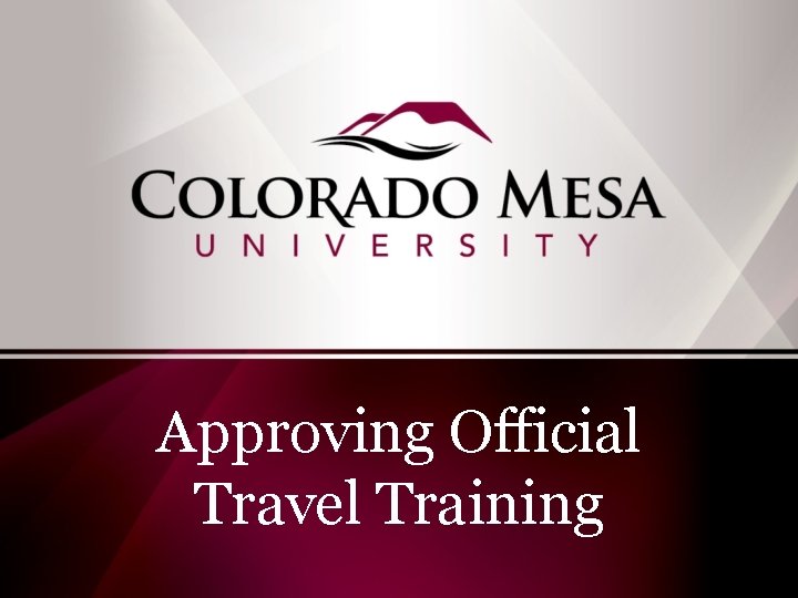 Approving Official Travel Training 