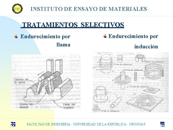 INSTITUTO DE ENSAYO DE MATERIALES TRATAMIENTOS SELECTIVOS Endurecimiento por llama Endurecimiento por inducción FACULTAD