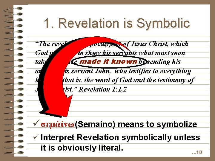 1. Revelation is Symbolic “The revelation (Apocalypse) of Jesus Christ, which God gave him 1. Revelation is Symbolic “The revelation (Apocalypse) of Jesus Christ, which God gave him