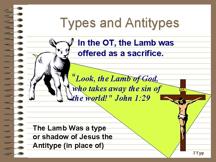 Types and Antitypes In the OT, the Lamb was offered as a sacrifice. “Look, Types and Antitypes In the OT, the Lamb was offered as a sacrifice. “Look,
