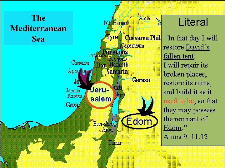 The Mediterranean Sea Literal Jerusalem Edom “In that day I will restore David’s fallen The Mediterranean Sea Literal Jerusalem Edom “In that day I will restore David’s fallen