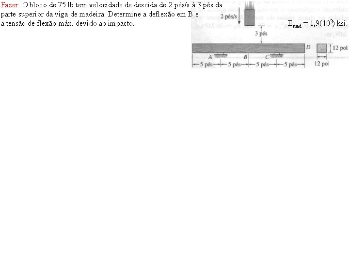 Fazer: O bloco de 75 lb tem velocidade de descida de 2 pés/s à Fazer: O bloco de 75 lb tem velocidade de descida de 2 pés/s à
