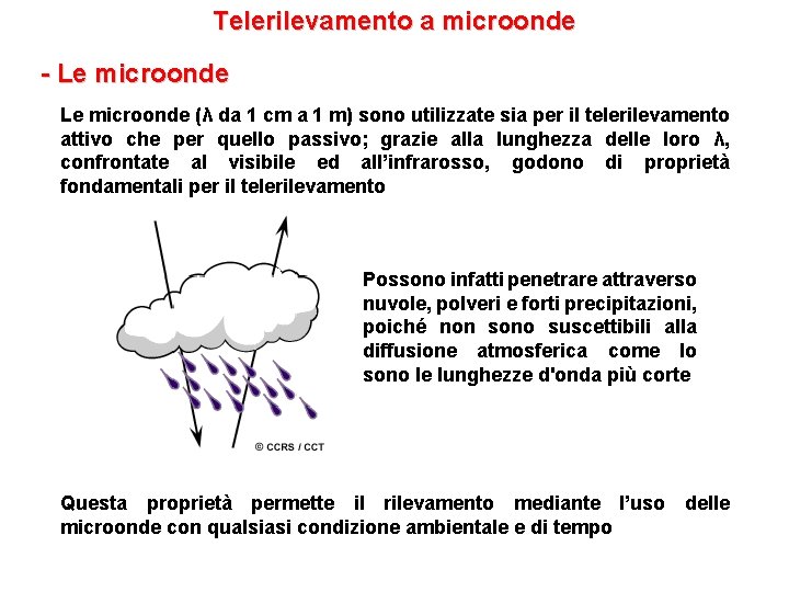 Telerilevamento a microonde - Le microonde (λ da 1 cm a 1 m) sono