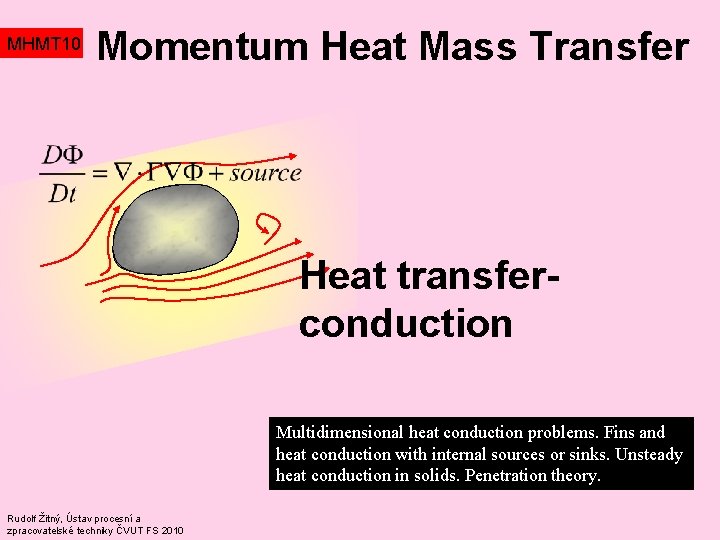 MHMT 10 Momentum Heat Mass Transfer Heat transferconduction Multidimensional heat conduction problems. Fins and