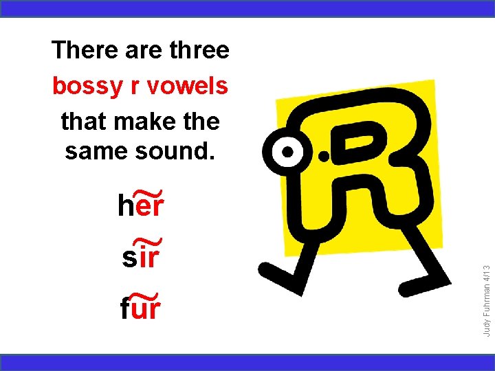 There are three bossy r vowels that make the same sound. ~ ~ sir