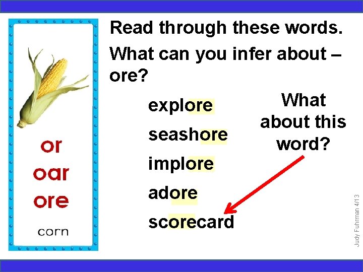 adore scorecard Judy Fuhrman 4/13 Read through these words. What can you infer about