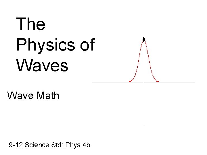 The Physics of Waves Wave Math 9 -12 Science Std: Phys 4 b 