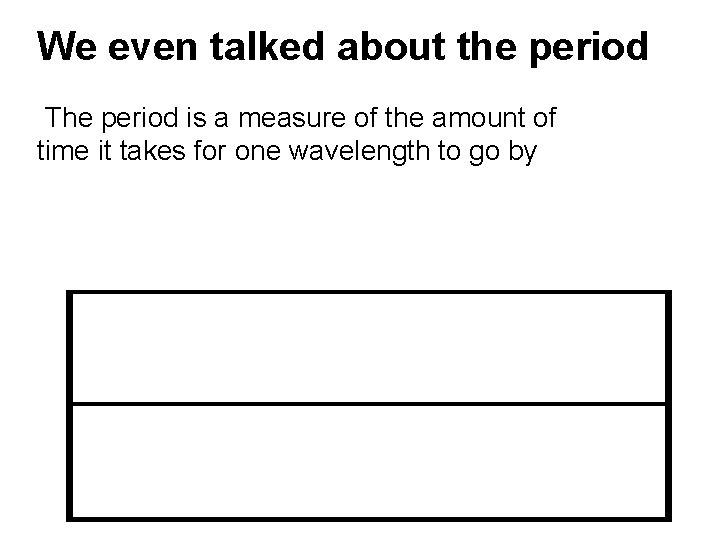 We even talked about the period The period is a measure of the amount
