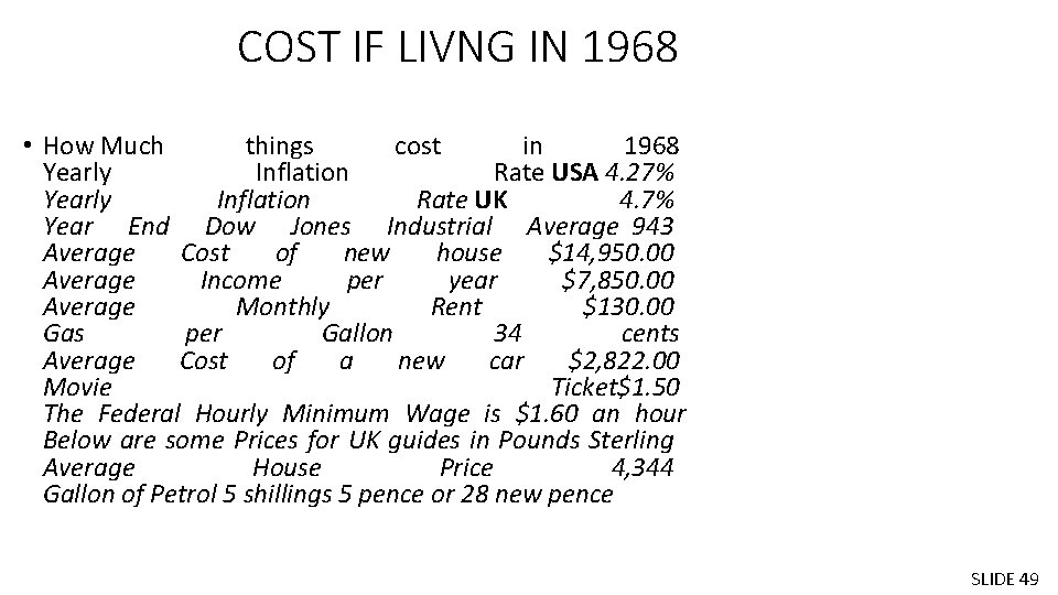 COST IF LIVNG IN 1968 • How Much things cost in 1968 Yearly Inflation