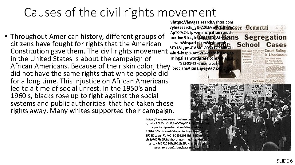 Causes of the civil rights movement vhttps: //images. search. yahoo. com /yhs/search; _ylt=A 0