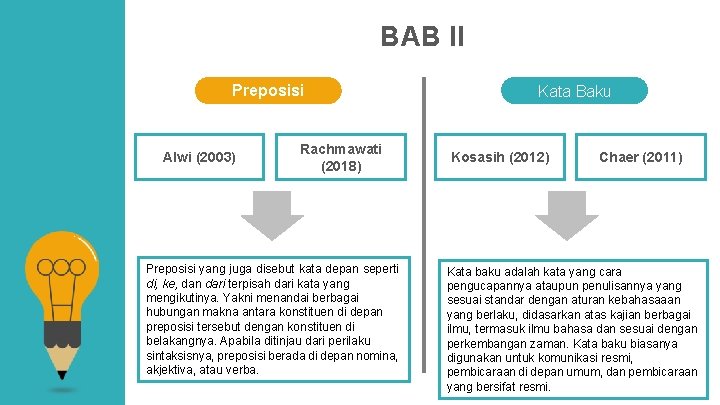 BAB II Preposisi Alwi (2003) Rachmawati (2018) Preposisi yang juga disebut kata depan seperti