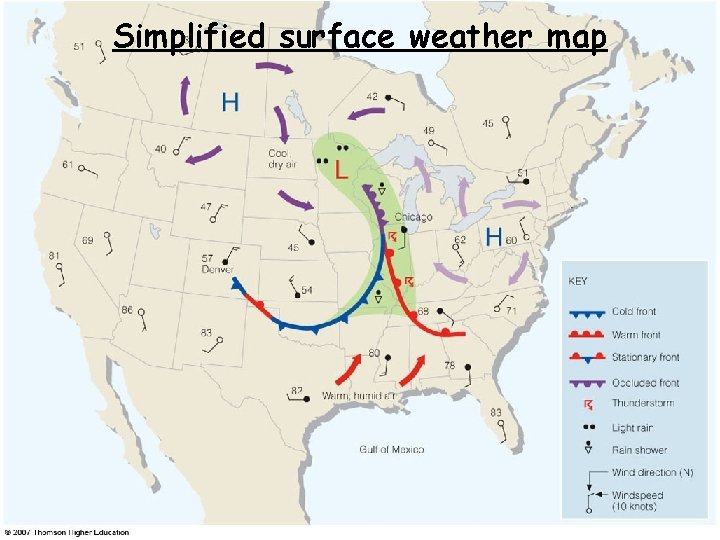 Simplified surface weather map 