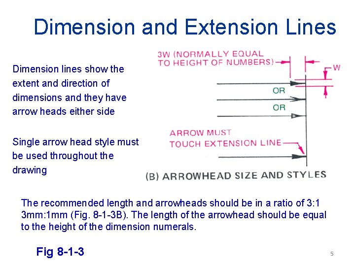 Dimension and Extension Lines Dimension lines show the extent and direction of dimensions and