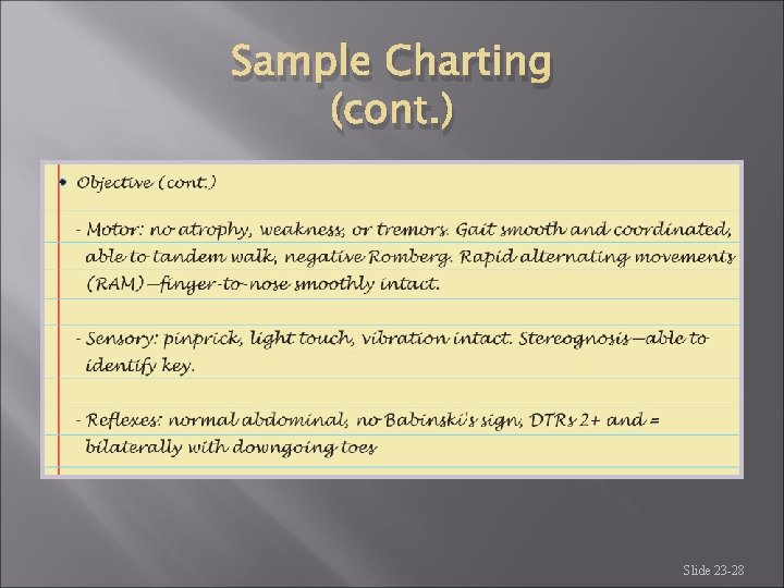 Sample Charting (cont. ) Slide 23 -28 Sample Charting (cont. ) Slide 23 -28