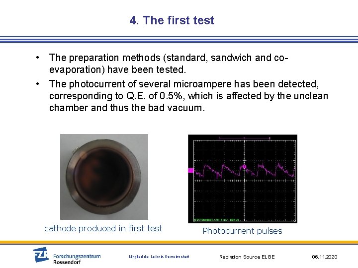4. The first test • The preparation methods (standard, sandwich and coevaporation) have been