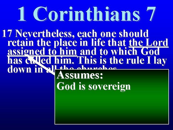 1 Corinthians 7 17 Nevertheless, each one should retain the place in life that