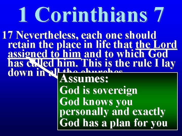 1 Corinthians 7 17 Nevertheless, each one should retain the place in life that