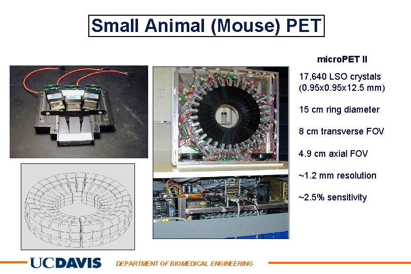 Small Animal (Mouse) PET micro. PET II 17, 640 LSO crystals (0. 95 x