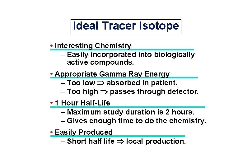 Ideal Tracer Isotope • Interesting Chemistry – Easily incorporated into biologically active compounds. •