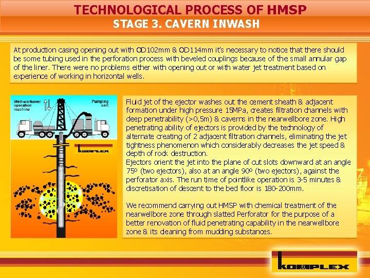 TECHNOLOGICAL PROCESS OF HMSP STAGE 3. CAVERN INWASH At production casing opening out with