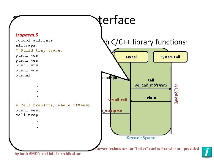 System Calls - interface trapasm. S alltraps • . globl Calls are usually made