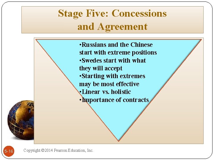 Stage Five: Concessions and Agreement • Russians and the Chinese start with extreme positions