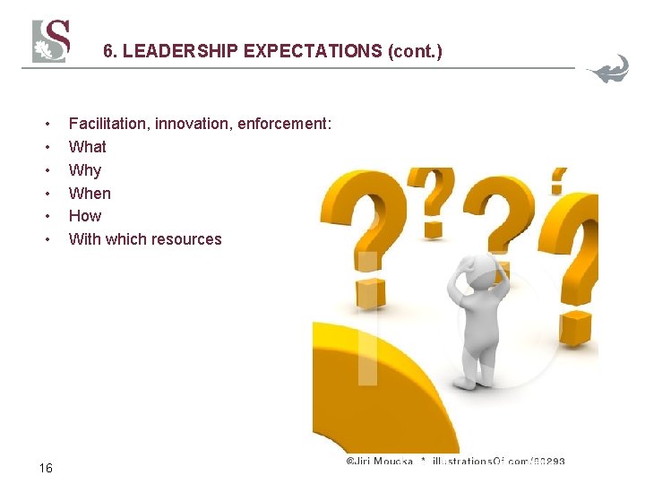 6. LEADERSHIP EXPECTATIONS (cont. ) • • • 16 Facilitation, innovation, enforcement: What Why