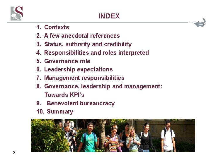 INDEX 1. 2. 3. 4. 5. 6. 7. 8. Contexts A few anecdotal references