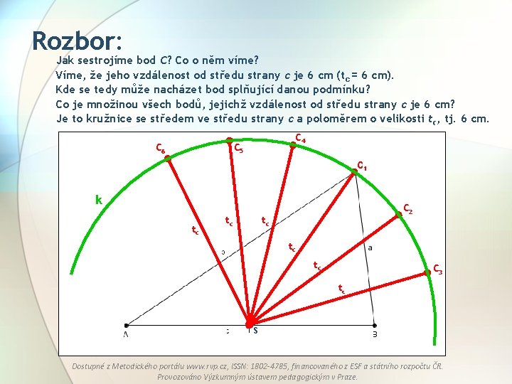 Rozbor: Jak sestrojíme bod C? Co o něm víme? Víme, že jeho vzdálenost od