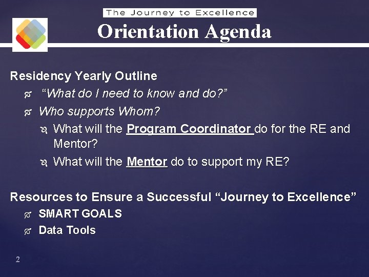 Orientation Agenda Residency Yearly Outline “What do I need to know and do? ”