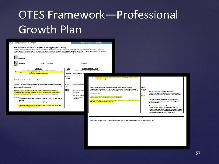 OTES Framework—Professional Growth Plan 57 