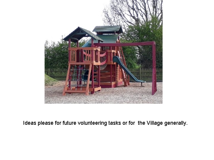 Ideas please for future volunteering tasks or for the Village generally. 