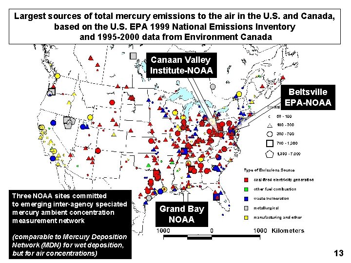 Largest sources of total mercury emissions to the air in the U. S. and