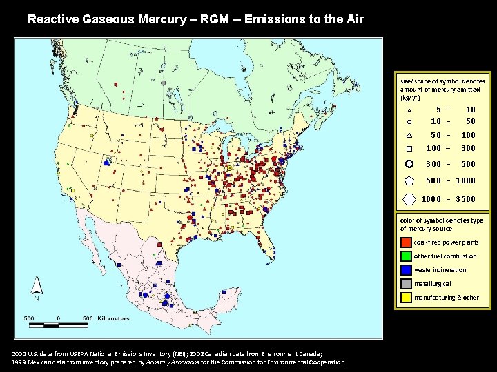 Reactive Gaseous Mercury – RGM -- Emissions to the Air size/shape of symbol denotes
