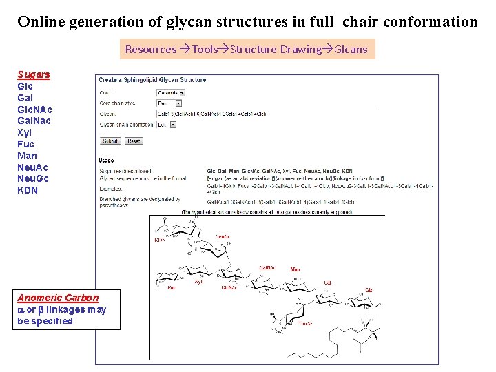Online generation of glycan structures in full chair conformation Resources Tools Structure Drawing Glcans