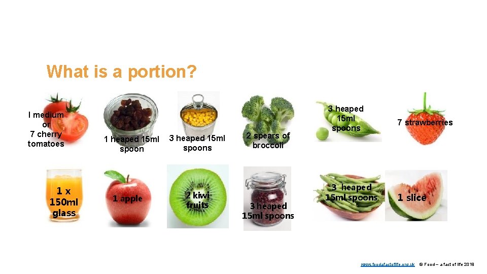 What is a portion? I medium or 7 cherry tomatoes 1 x 150 ml