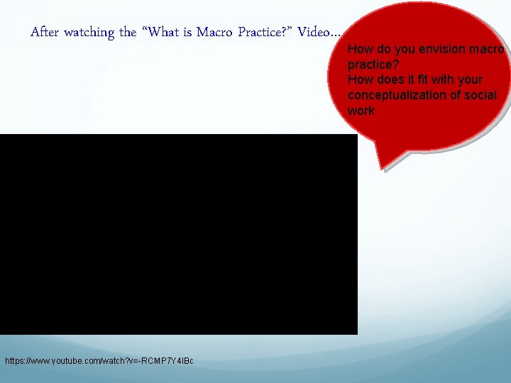 After watching the “What is Macro Practice? ” Video… https: //www. youtube. com/watch? v=-RCMP