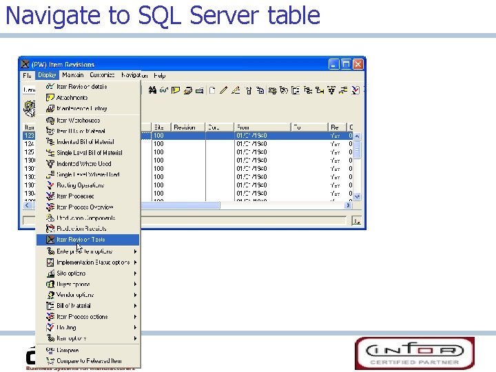 Navigate to SQL Server table 