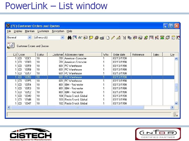 Power. Link – List window 