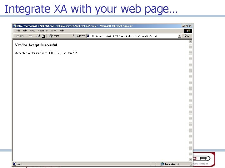 Integrate XA with your web page… 