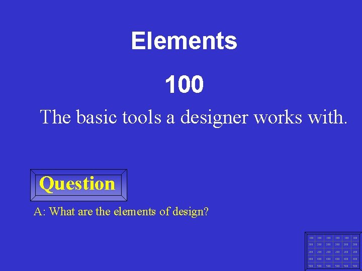 Interior Design I JEOPARDY Finals Review Housing Elements