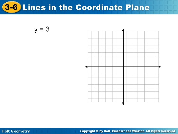 3 -6 Lines in the Coordinate Plane y=3 Holt Geometry 